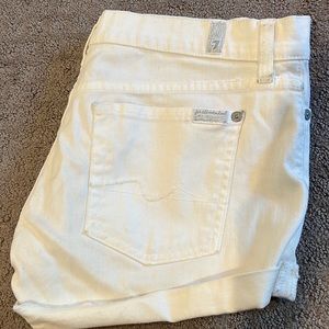 7 for all mankind white denim shorts size 28